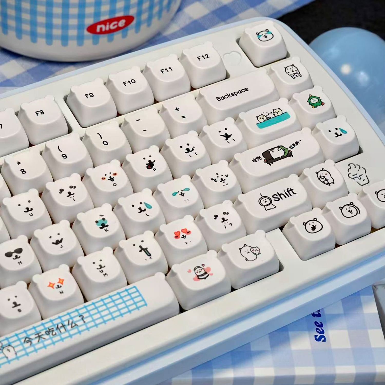 Keycap PBT Beruang Kartun Lucu - Gaming Accessories Aesthetic ulasan dan harga